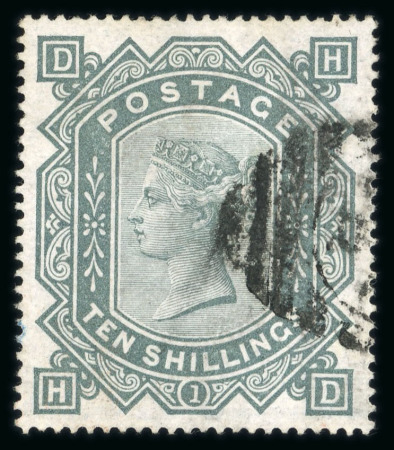 Stamp of Great Britain » 1855-1900 Surface Printed » 1867-83 High Values 1867-83 Maltese Cross 10s greenish grey, plate 1, used,