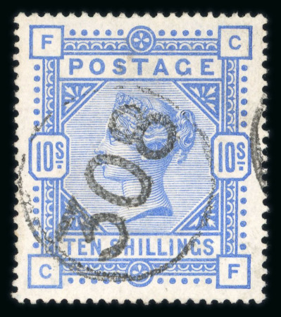 Stamp of Great Britain » 1855-1900 Surface Printed » 1883-84 & 1888 High Values 1883-84 Anchor 10s ultramarine, two fine used singles,