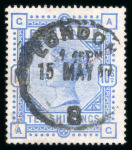 Stamp of Great Britain » 1855-1900 Surface Printed » 1883-84 & 1888 High Values 1883-84 Anchor 10s ultramarine, two fine used singles,