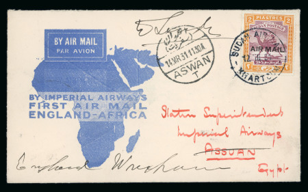 Stamp of Sudan 1931 First Flight England to Africa, franked Airmail