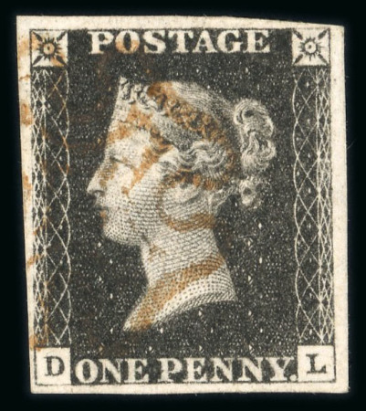 Stamp of Great Britain » 1840 1d Black and 1d Red plates 1a to 11 1840 1d black pl.6 DL with good margins, lightly tied