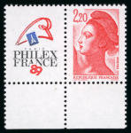 Stamp of France » Variétés et curiosités 1987, Y&T n°2461b, Philex France, variété sans phosphore,