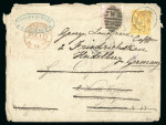 Stamp of France » Lettres Classiques 1879, Affranchissement mixte Sage n°92 + timbre anglais n°56