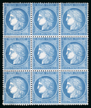Stamp of France » Emission Cérès 1871-72 1871, Y&T n°60A, 25 centimes bleu Cérès Type 1 en bloc