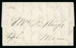 Stamp of China » Macao 1835 (Jul 9) entire struck on the reverse with a very good "Boat OFFICE / 10 Cents / MACAO" hs in red