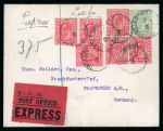 Stamp of Great Britain » Collections 1908-69, Trio of items incl. two express covers and a QEII telegram