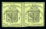 Stamp of Switzerland / Schweiz » Kantonalmarken » Genf 1846, grosser Adler gelbgrün im Paar ungebraucht mit Originalgummi