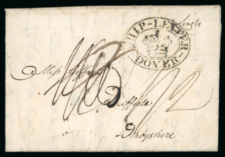 Stamp of Great Britain » Postal History » Maritime 1801 and 1806 pair of entires with different types of Dover ship letter crown hs