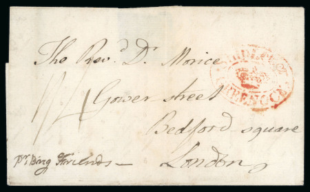 Stamp of Great Britain » Postal History » Maritime 1802 & 1807 pair of covers with two different types of Greenock crown ship letter hs