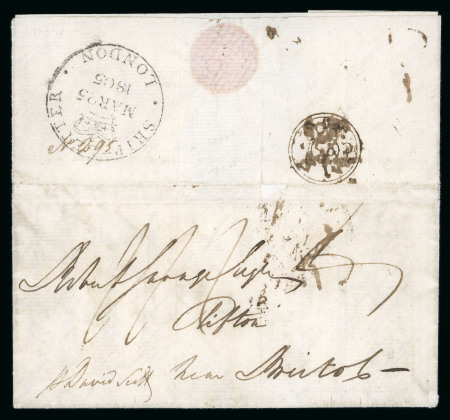 Stamp of India » Postal History 1805 (Mar 25) entire from India to Clifton, England, endorsed "p David Scott"