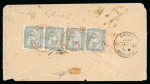 Stamp of Egypt » 1879 De La Rue 10pa slate grey, vertical strip of three and a single