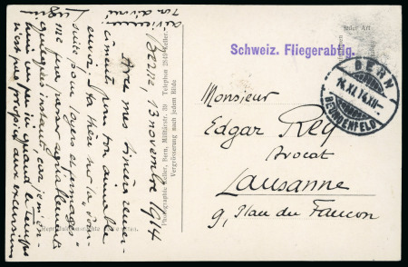 Stamp of Switzerland / Schweiz » Flugpost » Flugbriefe 1914, Schweizer Fliegerabteilung Bern Karte des Piloten Lugnin von Bern nach Lausanne