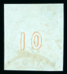 Stamp of Greece » Large Hermes Heads » 1868-69 Cleaned plates 10L Red orange, used printed on blued paper, showing