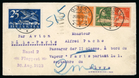Stamp of Switzerland / Schweiz » Flugpost » Flugbriefe 1923 (29.8), Handley Page Transport Ltd. Linie Basel-Paris auf Brief von Olten nach Paris