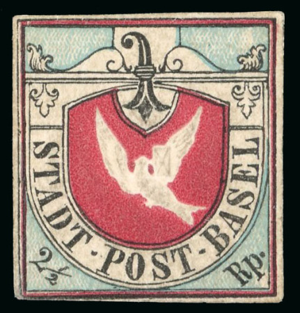 Stamp of Switzerland / Schweiz » Kantonalmarken » Basel Basler Taube, in der lebhaftblauen Nuance, ungebraucht ohne Gummi