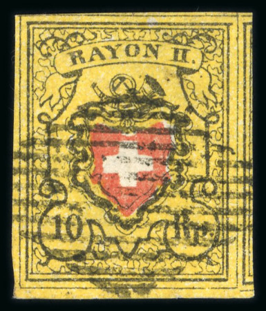 Stamp of Switzerland / Schweiz » Rayonmarken » Rayon II, gelb, ohne Kreuzeinfassung (STEIN D) 1850, Rayon II, Type 33 Stein D-LO, mit marmoriertem Gelbdruck