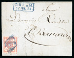 Stamp of Switzerland / Schweiz » Rayonmarken » Rayon III (grosse Ziffer) 1854, Rayon III grosse Wertziffern, auf schönem Faltbrief von Chur nach San Bernardino
