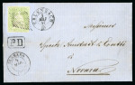 Stamp of Switzerland / Schweiz » Sitzende Helvetia Ungezähnt » 1856-57 Berner Druck (II) 1857, 40 Rp. grün 2. Berner Druckperiode auf Faltbrief von Erlenbach nach Novara