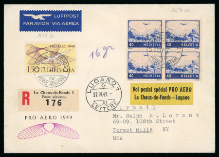 Stamp of Switzerland / Schweiz » Flugpost » Flugbriefe Zusammenstellung mit 5 Sonderbelegen, darunter schöner Beleg nach Allerheiligenberg