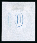 Stamp of Greece » Large Hermes Heads » 1861 Barre proofs Single of the "Cérès 1858" plate-proof in blue on