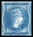 Stamp of Greece » Large Hermes Heads » 1861 Barre proofs 20 lepta two plate-proofs in blue both with good margins,