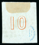 Stamp of Greece » Large Hermes Heads » 1861 Paris print 1861 Paris printing 10 lepta orange on blue cancelled by "9" numeral of Patras
