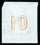 Stamp of Greece » Large Hermes Heads » 1861 Paris print 10 lepta Paris printing (1861) - Orange on blue. F
