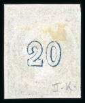 Stamp of Greece » Large Hermes Heads » 1861-62 First Athens Coarse Printing 20 lepta deep ultramarine first Athens printings (1861/1862) - used single cancelled (Type I), clear to good margins all round