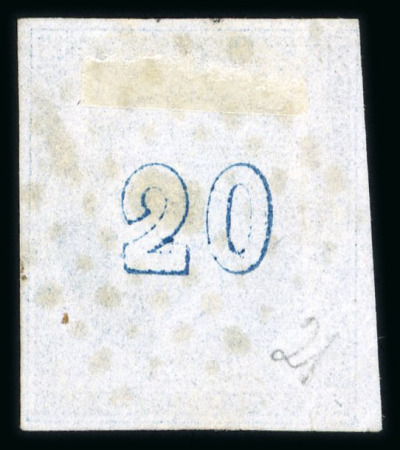 Stamp of Greece » Large Hermes Heads » 1861-62 First Athens Coarse Printing 20 lepta blue first Athens printings (1861/1862) - used single cancelled (1 - Athens) with uneven "control numbers" (Coundouros 12.6) close to good uneven margins