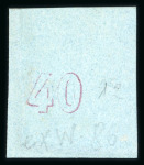 Stamp of Greece » Large Hermes Heads » 1861-62 First Athens Coarse Printing 40 lepta mauve on blue first Athens printings (1861/1862) - mint single with good to large margins repaired. Signed Scheller