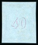 Stamp of Greece » Large Hermes Heads » 1861-62 First Athens Coarse Printing 40 lepta mauve on blue first Athens printings (1861/1862) - mint single with good to large margins repaired. Signed Scheller