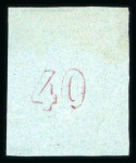 Stamp of Greece » Large Hermes Heads » 1861-62 First Athens Coarse Printing 1861-62 First Athens printings 40 lepta mauve on blue unused single showing control numbers error "uneven CN"