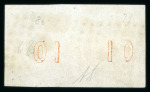 Stamp of Greece » Large Hermes Heads » 1862-67 2nd Athens print 10 lepta yellow-orange consecutive Athens printings (1862/1867) horizontal pair cancelled (13 - Pyrgos), showing positions 79/80 with "control numbers" error: "01" instead of "10" on position 80 (Coundouros 30.4) with cl