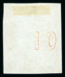 Stamp of Greece » Large Hermes Heads » 1862-67 2nd Athens print 1862-67 Consecutive Athens printing 10 lepta orange unused, very good even margins, with control numbers displaced (position 56) variety