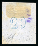 Stamp of Greece » Large Hermes Heads » 1862-67 2nd Athens print 20 lepta blue consecutive Athens printing (1862/1867) - used rare Romanian cancelled of (101 - Ibraila) in blue, close to good margins. Signed A.Diena