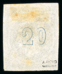 Stamp of Greece » Large Hermes Heads » 1862-67 2nd Athens print 20 lepta blue consecutive Athens printing (1862/1867) - used with scarce village postmark (ΔT 35 - Deleou), good to large margins. Signed Roig