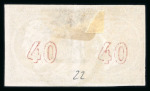 Stamp of Greece » Large Hermes Heads » 1862-67 2nd Athens print 40 lepta greyish rose on grey-lilac consecutive Athens printing (1862/1867), two used pairs showing (Type II - Syros) cancels, both with close to good margins