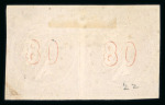 Stamp of Greece » Large Hermes Heads » 1862-67 2nd Athens print 80 lepta carmine consecutive Athens printing (1862/1867), orangé "control numbers", on used pair with (Type I - Syros) cancel, good to large margins