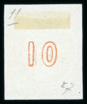 Stamp of Greece » Large Hermes Heads » 1868-69 Cleaned plates 10 lepta red-orange "Cleaned plates" printings (1868/1869) - three used singles showing "Control numbers" errors": "1" Inverted (Coundouros 37.3), "0" Inverted (Coundouros 37.4) & double "1" all with good margins