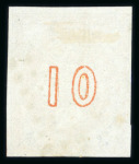 Stamp of Greece » Large Hermes Heads » 1868-69 Cleaned plates 10 lepta red-orange "Cleaned plates" printings (1868/1869) - three used singles showing "Control numbers" errors": "1" Inverted (Coundouros 37.3), "0" Inverted (Coundouros 37.4) & double "1" all with good margins