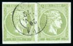 Stamp of Greece » Large Hermes Heads » 1871-72 Later clean plates Two 5 lepta of the 1871/1872 printings - Franked p