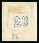 Stamp of Greece » Large Hermes Heads » 1871-72 Later clean plates 1871-72 printings 20 lepta blue mint original gum, showing uneven control numbers variety (Coundouros n° 53.8)