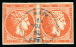 Stamp of Greece » Large Hermes Heads » 1875-80 Printed on cream paper with figures at back Three 10 lepta of the cream papers with "Control n