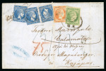 Stamp of Greece » Large Hermes Heads » Covers, frankings and destinations » External usages Unpaid letter from Trieste (Jan. 7/19, 1865) to Ka
