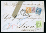 Stamp of Greece » Large Hermes Heads » Covers, frankings and destinations » External usages Unpaid letter from Trieste (Mar.12/24, 1865) to Sy