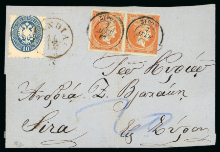 Stamp of Greece » Large Hermes Heads » Covers, frankings and destinations » External usages Letter from Heraklion (Dec. 4/16, 1867) to Syros (