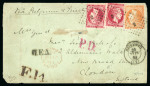 Stamp of Greece » Large Hermes Heads » Covers, frankings and destinations 1864 (Jun 20) Envelope from Pireaus to London endorsed "Via Belgium & Trieste", franked at 170 lepta