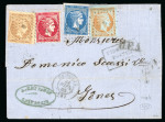Stamp of Greece » Large Hermes Heads » Covers, frankings and destinations » External usages Letter from Pireas (Jun. 22/Jul. 3, 1865) to Genov