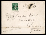 Stamp of Greece » Large Hermes Heads » Covers, frankings and destinations 1877 (Apr 9) Envelope from Athens to Livorno via Brindisi franked with a 1876 Paris printing 60 lepta
