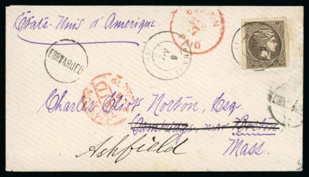 Stamp of Greece » Large Hermes Heads » Covers, frankings and destinations » External usages Letter from Athens (Aug. 6/18, 1879) to Cambridge,